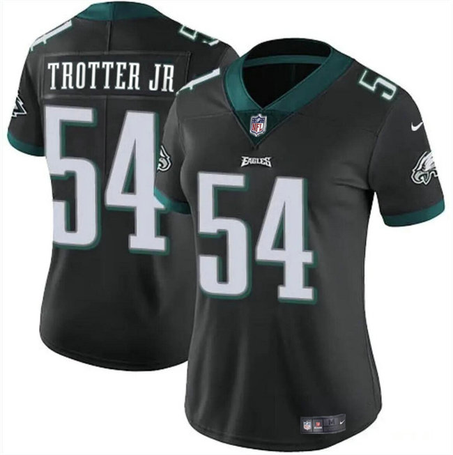Women's Philadelphia Eagles #54 Jeremiah Trotter Jr Black 2024 Draft Vapor Untouchable Limited Stitched Football Jersey