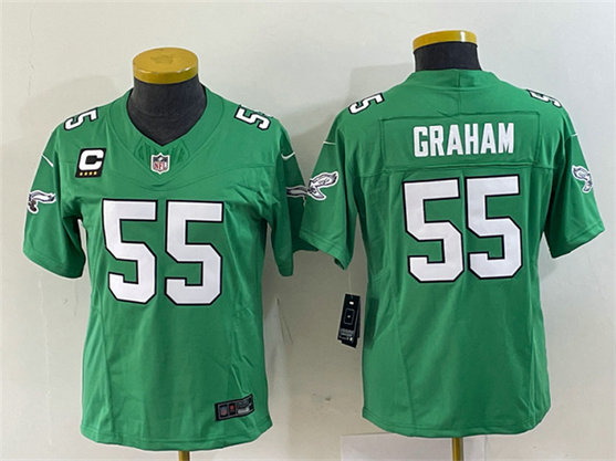 Women's Philadelphia Eagles #55 Brandon Graham Green 2023 F.U.S.E. With C Patch Stitched Football Jersey