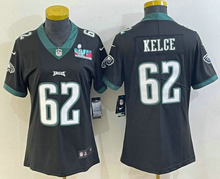 Women's Philadelphia Eagles #62 Jason Kelce Limited Black Super Bowl LVII Vapor Jersey