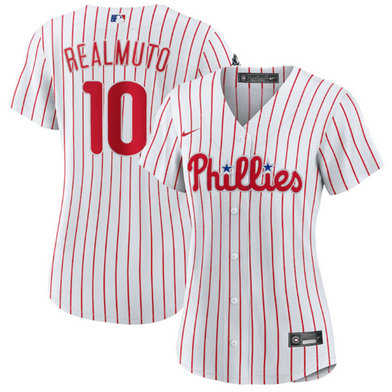 Women's Philadelphia Phillies #10 J.T. Realmuto White Stitched Baseball Jersey