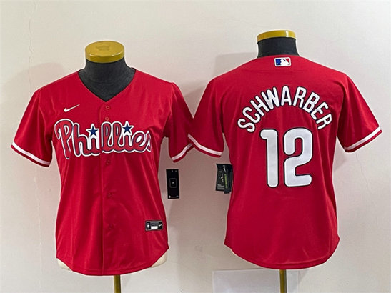 Women's Philadelphia Phillies #12 Kyle Schwarber Red Stitched Baseball Jersey