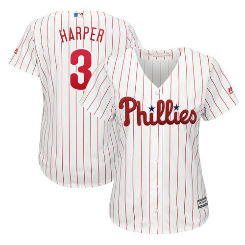 Women's Philadelphia Phillies #3 Bryce Harper White Cool Base  Jersey