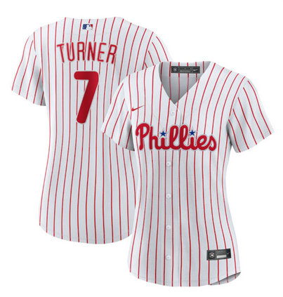 Women's Philadelphia Phillies #7 Trea Turner White Stitched Baseball Jersey