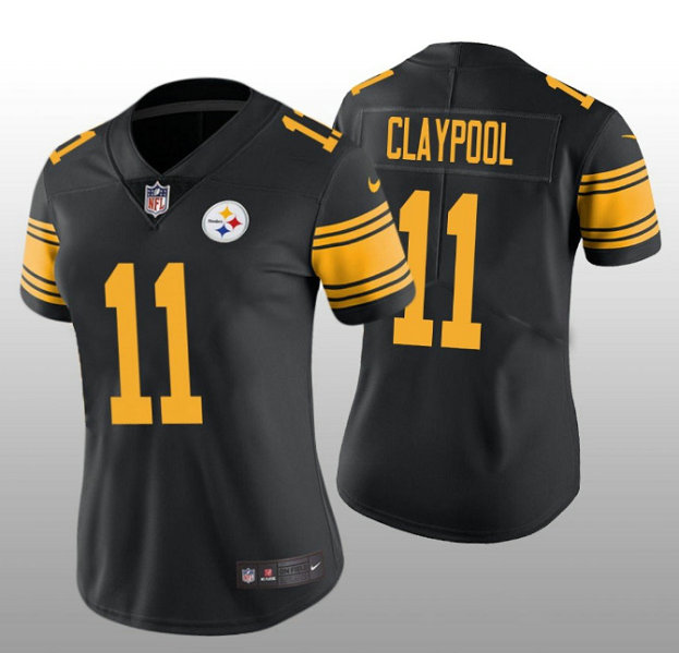 Women's Pittsburgh Steelers #11 Chase Claypool Black Color Rush Limited Stitched NFL Jersey
