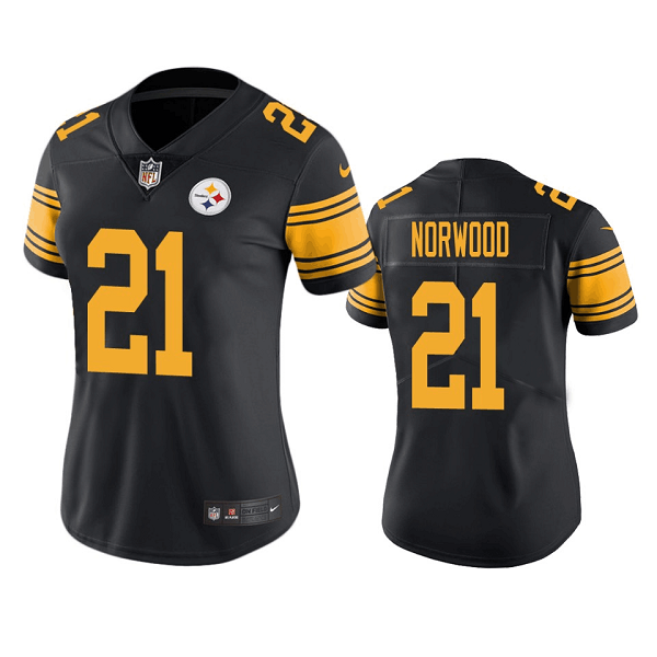 Women's Pittsburgh Steelers #21 Tre Norwood Black Color Rush Limited Stitched Jersey(Run Small)