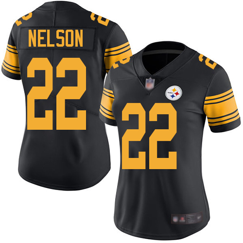 Women's Pittsburgh Steelers #22 Steven Nelson Black Rush Vapor Untouchable Limited Jersey