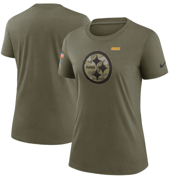 Women's Pittsburgh Steelers Olive 2021 Salute To Service T-Shirt 