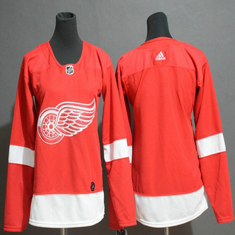Women's Red Wings Blank Red Home Authentic Women's Stitched Hockey Jersey