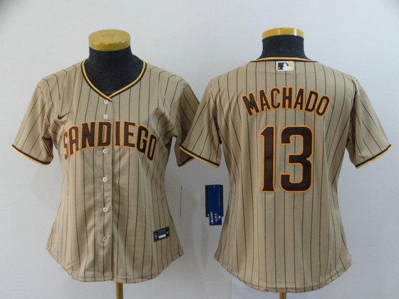Women's San Diego Padres #13 Manny Machado Stitched MLB Cool Base Nike Jersey