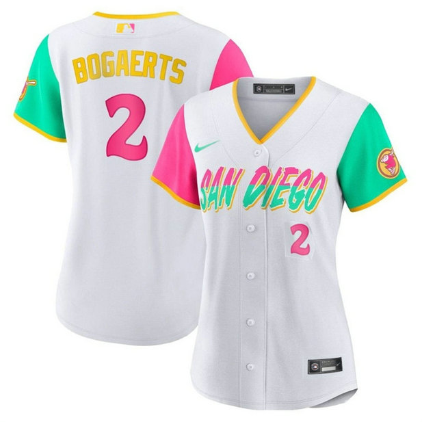 Women's San Diego Padres #2 Xander Bogaerts 2022 White City Connect Stitched Baseball Jerseys