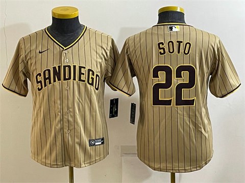 Women's San Diego Padres #22 Juan Soto Brown Cool Base Stitched Baseball Jersey