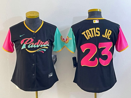 Women's San Diego Padres #23 Fernando Tatis Jr. Black City Connect Stitched Baseball Jersey