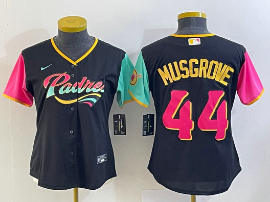 Women's San Diego Padres #44 Joe Musgrove Black City Connect Stitched Baseball Jersey