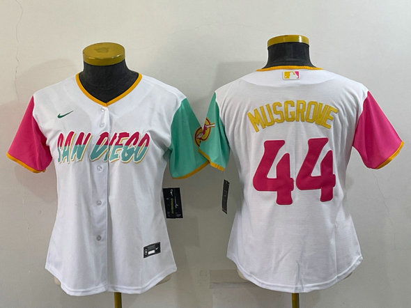 Women's San Diego Padres #44 Joe Musgrove White 2022 City Connect Cool Base Stitched Jersey