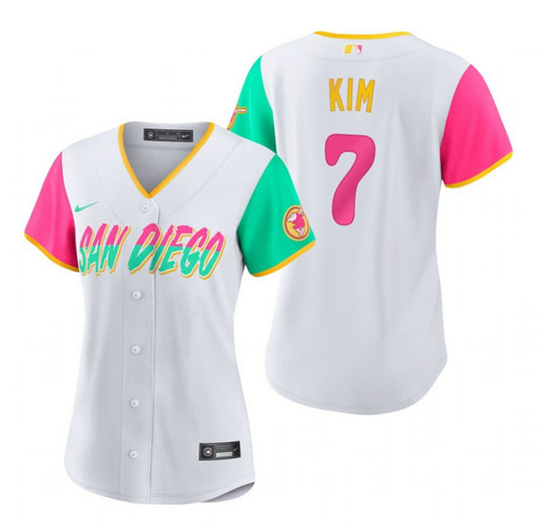 Women's San Diego Padres #7 Ha Seong Kim 2022 White City Connect Cool Base Stitched Baseball Jersey