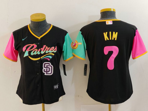Women's San Diego Padres #7 Ha Seong Kim Black City Connect Stitched Baseball Jersey