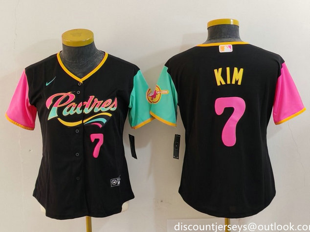 Women's San Diego Padres #7 Ha Seong Kim Black City Connect Stitched Baseball Jersey1