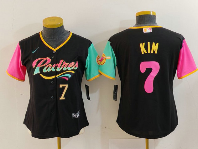 Women's San Diego Padres #7 Ha Seong Kim Black City Connect Stitched Baseball Jersey2