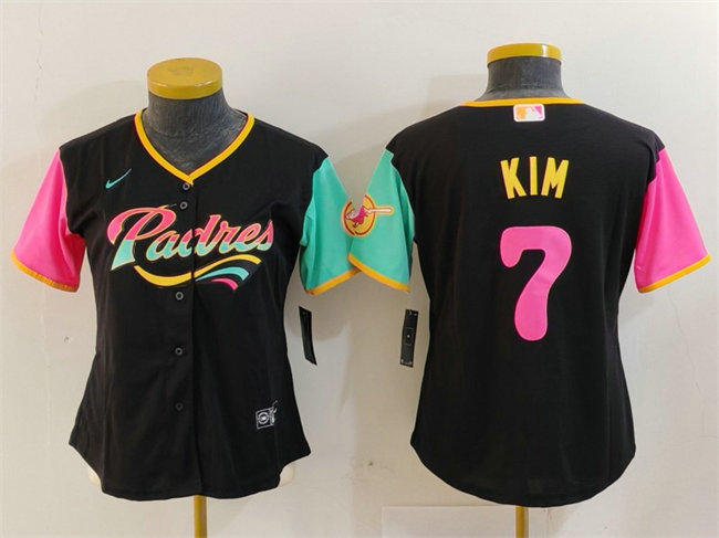 Women's San Diego Padres #7 Ha Seong Kim Black City Connect Stitched Baseball Jersey3