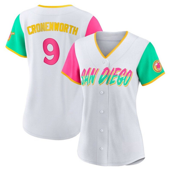 Women's San Diego Padres #9 Jake Cronenworth 2022 White City Connect Cool Base Stitched Baseball Jersey