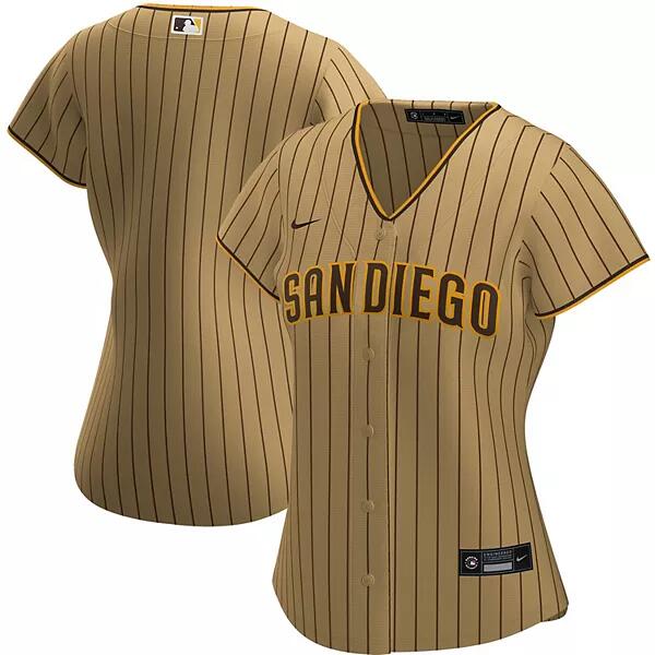 Women's San Diego Padres Blank Tan Brown Cool Base Stitched Baseball Jersey