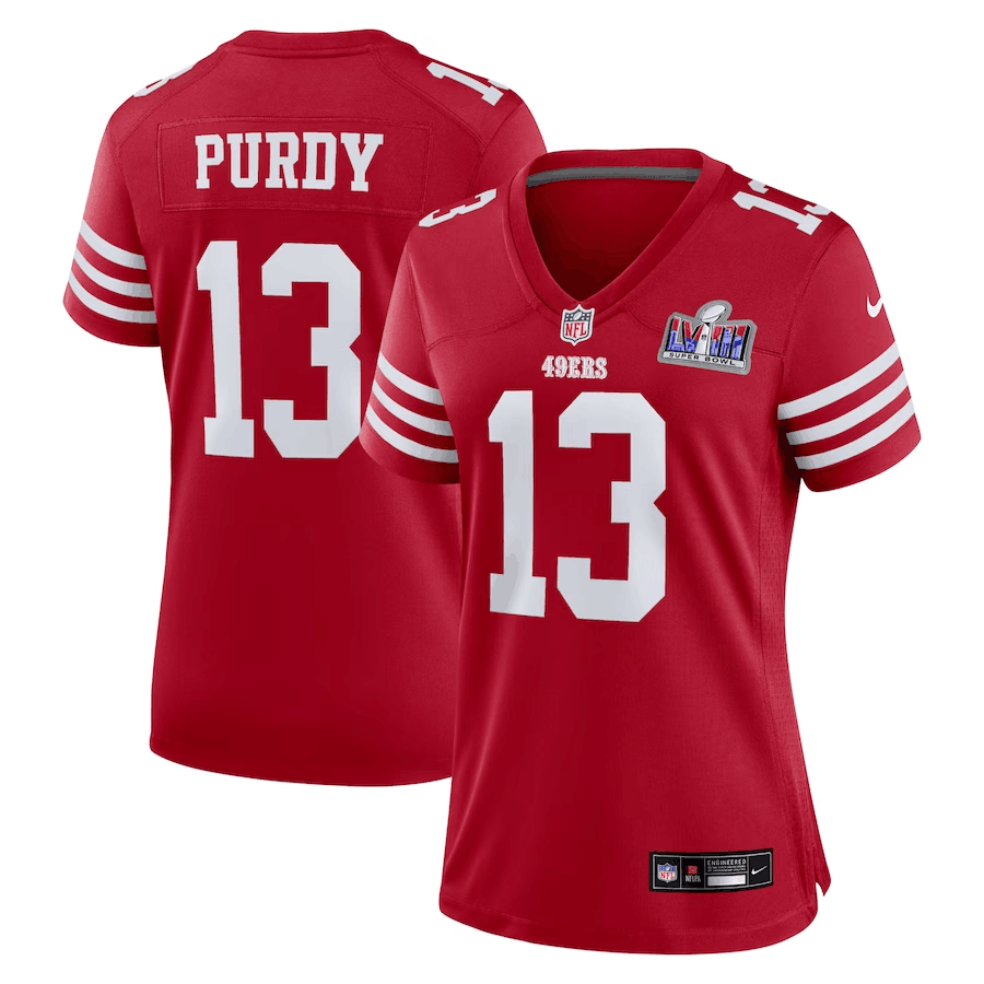 Women's San Francisco 49ers #13 Brock Purdy 2024 Super Bowl LVIII Red Stitched Game Jersey
