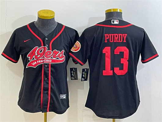 Women's San Francisco 49ers #13 Brock Purdy Black With Patch Cool Base Stitched Baseball Jersey