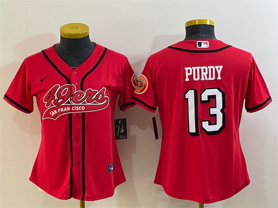 Women's San Francisco 49ers #13 Brock Purdy New Red With Patch Cool Base Stitched Baseball Jersey