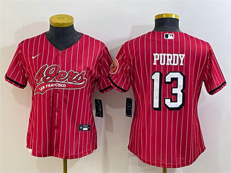 Women's San Francisco 49ers #13 Brock Purdy New Red With Patch Cool Base Stitched Baseball Jersey1