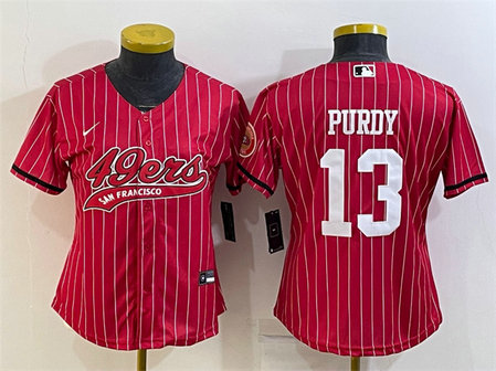 Women's San Francisco 49ers #13 Brock Purdy Red With Patch Cool Base Stitched Baseball Jersey
