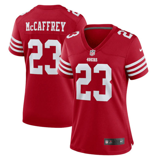 Women's San Francisco 49ers #23 Christian McCaffrey Red Stitched Jersey
