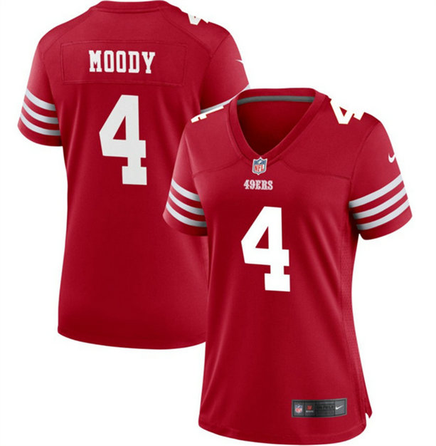 Women's San Francisco 49ers #4 Jake Moody Red Stitched Jersey