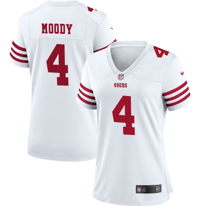Women's San Francisco 49ers #4 Jake Moody White Stitched Jersey