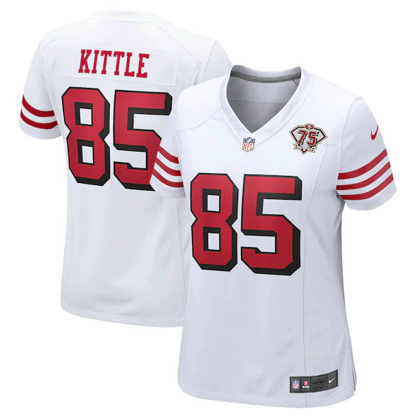 Women's San Francisco 49ers #85 George Kittle White 75th Anniversary Jersey