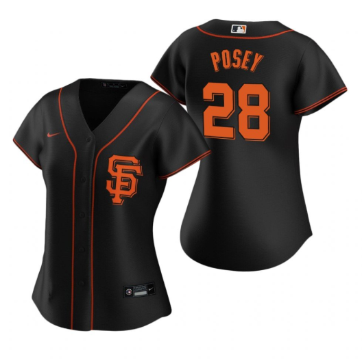 Women's San Francisco Giants #28 Buster Posey Black Cool Base Stitched Jersey