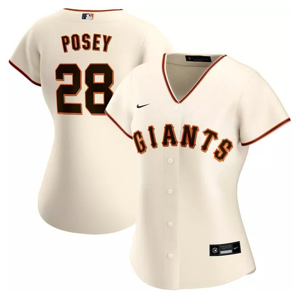 Women's San Francisco Giants #28 Buster Posey Cream Cool Base Stitched Jersey