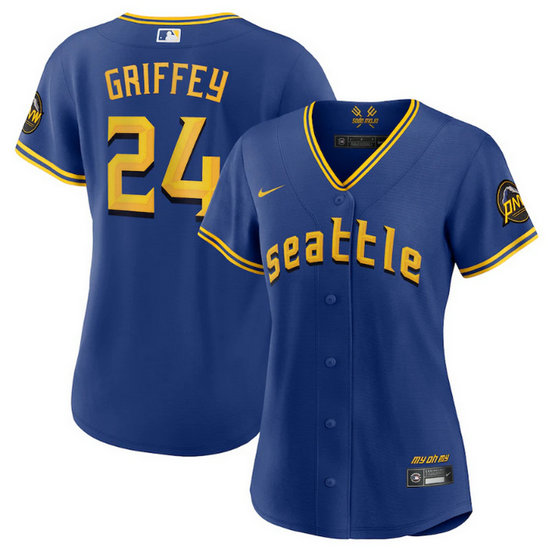 Women's Seattle Mariners #24 Ken Griffey Jr. Royal 2023 City Connect Stitched Baseball Jersey