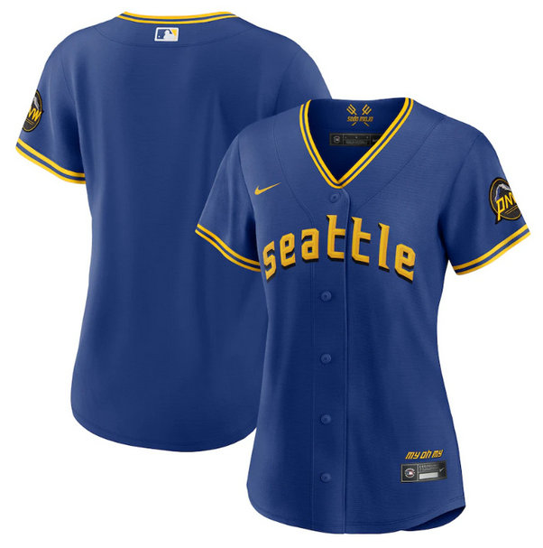 Women's Seattle Mariners Blank Royal 2023 City Connect Stitched Baseball Jersey