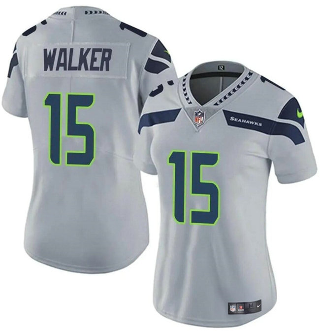Women's Seattle Seahawks #15 P.J. Walker Grey Vapor Limited Stitched Football Jersey