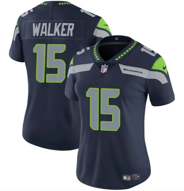 Women's Seattle Seahawks #15 P.J. Walker Navy Vapor Limited Stitched Football Jersey