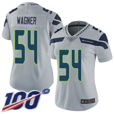 Women's Seattle Seahawks #54 Bobby Wagner Grey Alternate Vapor Untouchable Limited Player 100th Season Football Jersey