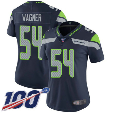 Women's Seattle Seahawks #54 Bobby Wagner Navy Blue Team Color Vapor Untouchable Limited Player 100th Season Football Jersey