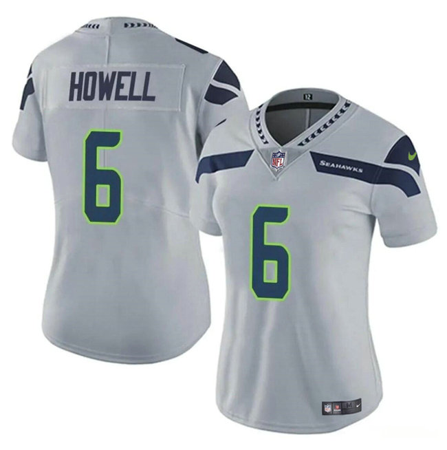 Women's Seattle Seahawks #6 Sam Howell Grey Vapor Limited Stitched Football Jersey(Run Small)