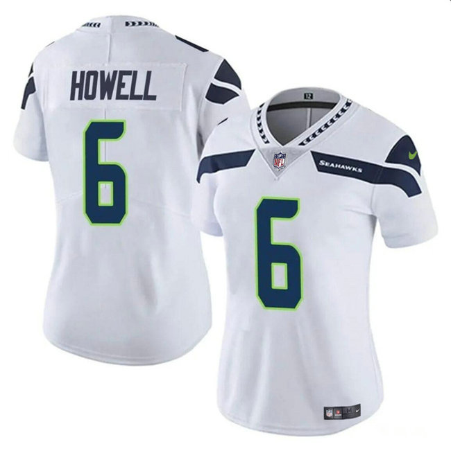 Women's Seattle Seahawks #6 Sam Howell White Vapor Limited Stitched Football Jersey(Run Small)