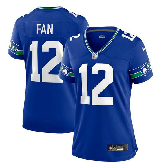 Women's Seattle Seahawks 12th #12 Fan Royal Throwback Player Stitched Game Jersey