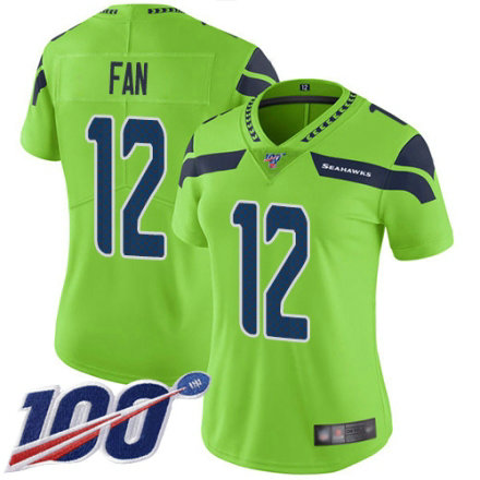Women's Seattle Seahawks 12th Fan Limited Green Rush Vapor Untouchable 100th Season Football Jersey