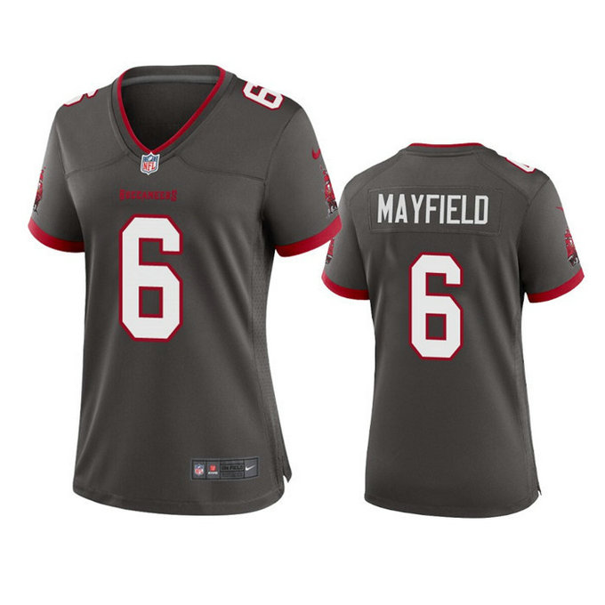 Women's Tampa Bay Buccanee #6 Baker Mayfield Grey Stitched Game Jersey