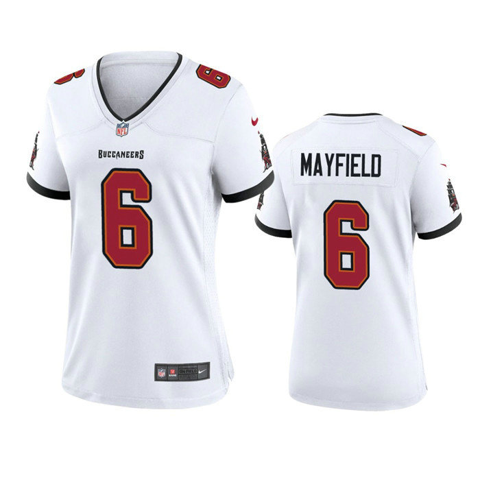 Women's Tampa Bay Buccanee #6 Baker Mayfield White Stitched Game Jersey