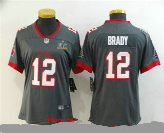 Women's Tampa Bay Buccaneers #12 Tom Brady Grey 2021 Super Bowl LV Vapor Untouchable Stitched Nike Limited NFL Jersey