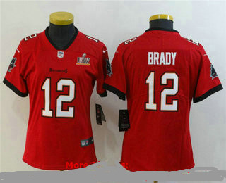 Women's Tampa Bay Buccaneers #12 Tom Brady Red 2021 Super Bowl LV Vapor Untouchable Stitched Nike Limited NFL Jersey